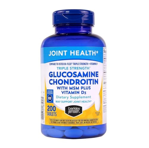 Berkley Jensen Glucosamine Chondroitin Triple Strength Complex With Msm And D3 Joint Supplement Tablets For Joint Support And Cartilages Nsf Certified 200 Count (Pack Of 1)