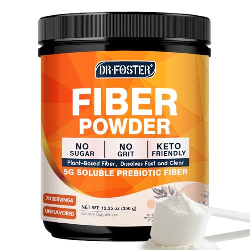 Drfoster Prebiotic Fiber Powder Unflavored - Soluble Fiber Supplement With Acacia Fiber & Inulin Powder For Digestive Health And Regularity | 5G Per Scoop 70 Servings | Gluten & Sugar Free Vegan