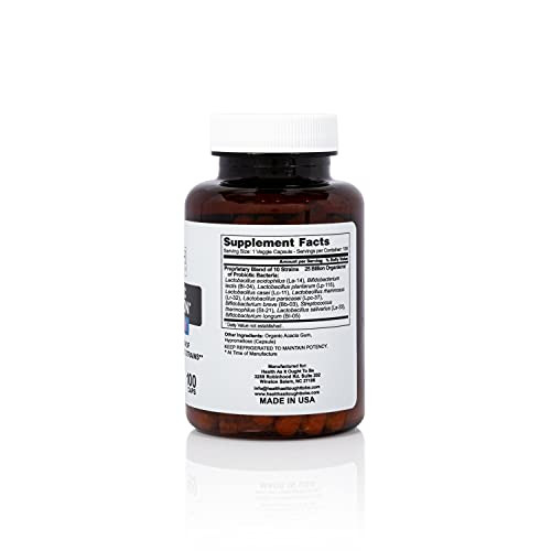 Health As It Ought To Be Probiotic (10 Strain) 25 Billion Cfus Supplement | Physician Formulated Balanced Spectrum Of Acid|Resistant Probiotic Strains 100 Veggie Caps