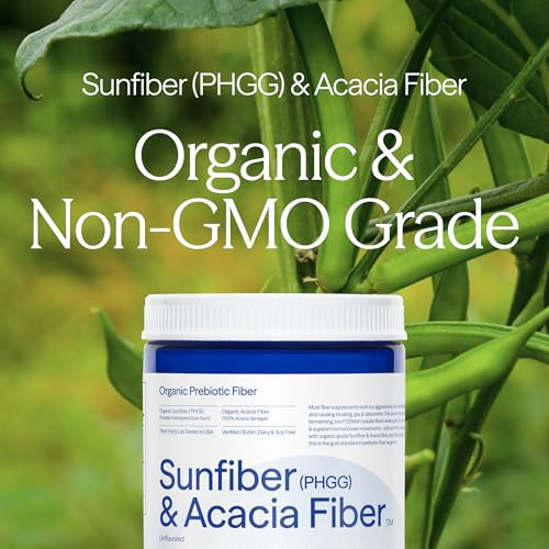 Essential Stacks Organic Sunfiber Prebiotic Fiber (Partially Hydrolyzed Guar Gum/Phgg) With Acacia Fiber Powder - Gluten Free Non-Gmo & Unflavored (7.4 Oz)