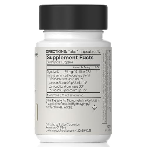 Shaklee - Optiflora Di Probiotic -10 Billion Cfus - 4 Bacterial Strains - Bifidobacterium Lactis Hn019 - Supports Intestinal Flora Balance & Regularity - Gluten Soy & Dairy Free 30 Capsules