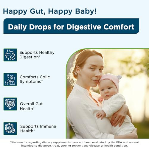 Wellements Organic Baby Probiotic Drops (0.25 Fl Oz) - Digestive & Immune Support For Infants - Toddler Probiotic Helps With Newborn+ Gut Health Gas Constipation & Colic Support - Preservative Free