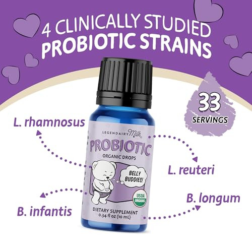 Legendairy Milk Baby Probiotic Drops Organic - Colic And Gas Drops For Newborns & Toddlers - Digestive Support Constipation Relief - Toddler Probiotic Supports Occasional Diarrhea & Gas 33 Servings