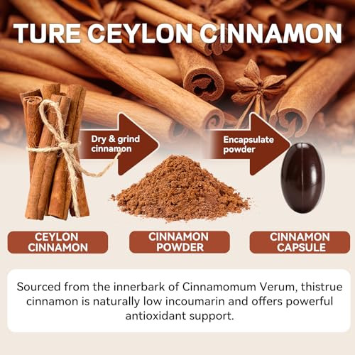 Allbiz Ceylon Cinnamon Softgels 360 Count With Mct Oil Sourced From Sri Lanka Low Coumarin Formula Easy-To-Absorb Cinnamon Extract Non-Gmo & Gluten Free Capsules For Daily Wellness