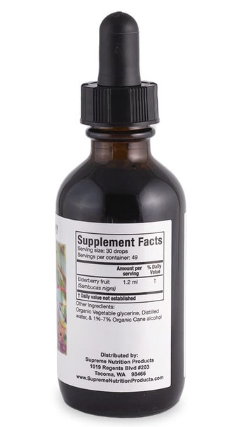 Supreme Nutrition Elderberry Tincture 2 Fl. Oz | 1.2 Ml Per Serving 49 Servings