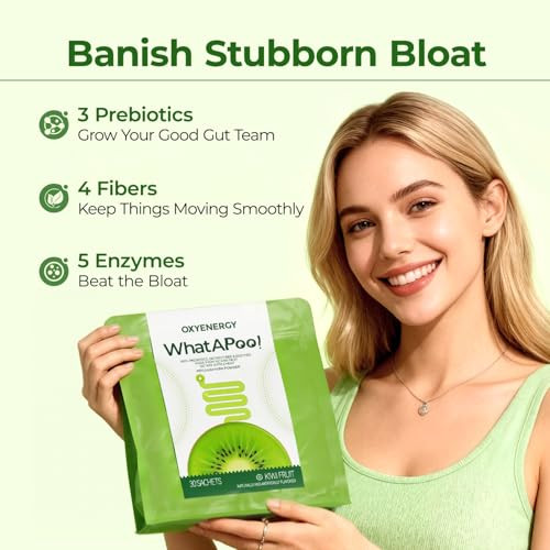 Oxyenergy Psyllium Husk Powder Organic Fiber Powder Supplement For Women & Men Gut Health Kiwi Powder Flavored Daily Soluble Bloating Relief & Digestive Vegan Gluten-Free Non-Gmo 30 Packets