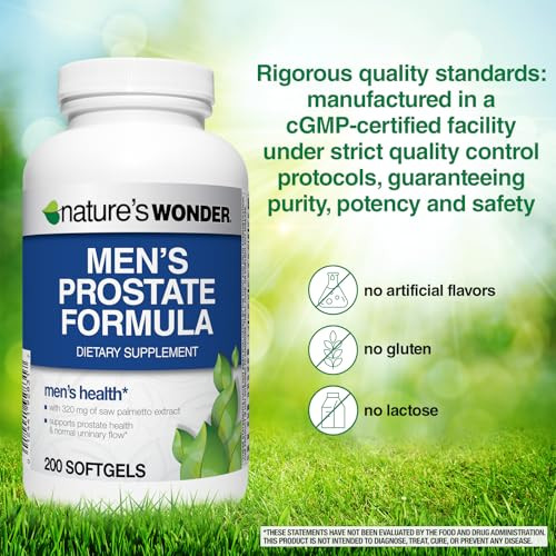 Nature'S Wonder Men'S Prostate Formula With Saw Palmetto Beta-Sitosterol & Lycopene 200 Softgels 100 Days Supply