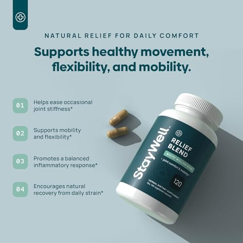 Stay-Well Naturals Pain Relief- White Willow Bark Extract Devil'S Claw Turmeric Boswellia Bromelain And Ginger Premium Extract Blend 120Ct
