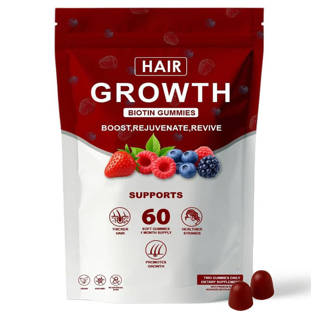 Neonomicon Hair Growth Gummies With Biotin Vitamin C & E Rosemary Saw Palmetto Supports Healthy Hair Growth & Strength Skin & Nail Care Mixed Berry Flavor 60 Gummies (1)