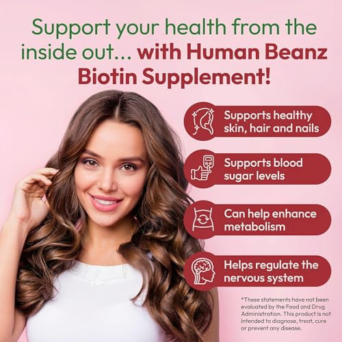 Human Beanz Biotin Jelly Bean Gummy Vitamins Extra Strength Biotin For Hair Skin And Nails 5000Mcg Per Serving Hair Growth Vitamins For Men And Women 120 Strawberry Blast Jelly Beans Kosher