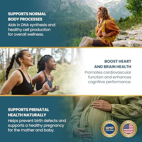 Vykee Nutrition Folic Acid Capsules - Supports Body Processes Prenatal Health And Energy - Vitamin B9 Supplement For Women - Vegan Non-Gmo Gluten Free - 1850 Mcg Dfe 120 Count