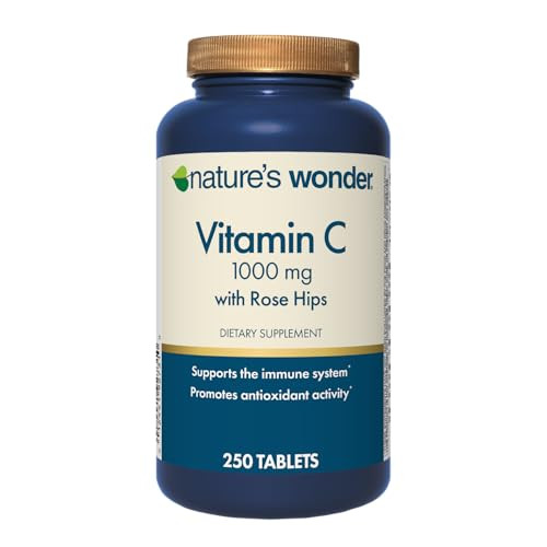 Nature'S Wonder Vitamin C 1000 Mg With Rose Hips Tablets For Immune Health 250 Servings 250 Count