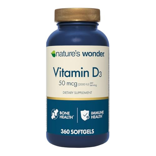 Nature'S Wonder Vitamin D3 2000Iu (50Mcg) 1 Year Supply To Support Bone Health Immune System And Promotes Calcium Absorption Gluten Free 360 Softgels