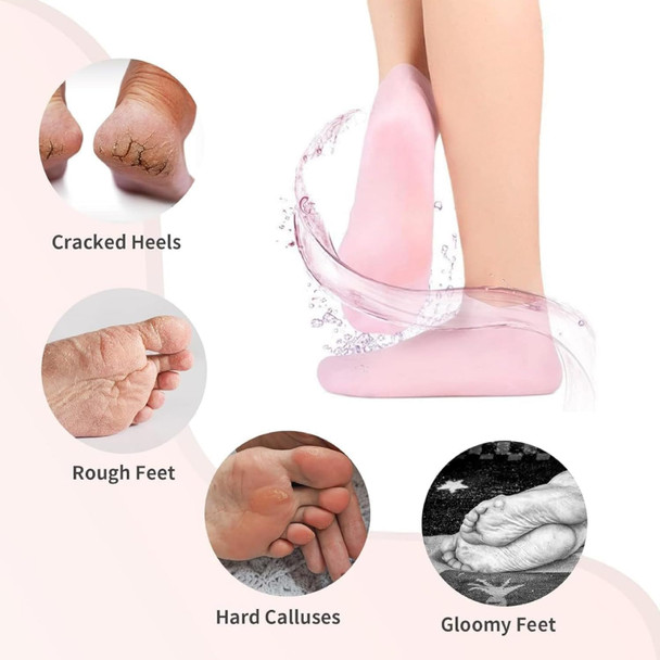 2PCS Gel Moisturizing Heel Socks Spa Sock For Foot Care Gel Heel Socks For Dry Cracked Dry Feet Skin Gel Heel Repair Socks Tools  Skin