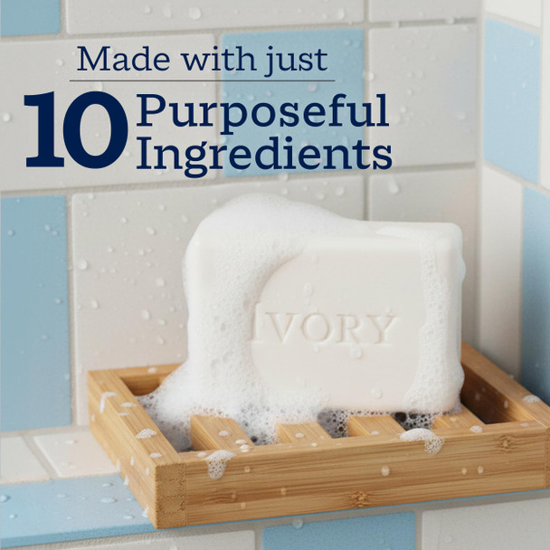 Ivory Gentle Bar Soap Designed for Whole Family 99.44% Pure Formula Plant-Based Cleanser Made Without Heavy Perfumes Parabens & Phthalates For All Skin Types Original Scent 3.17 oz (3 Count)