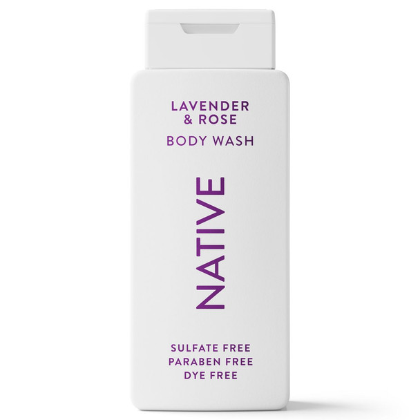 Native Body Wash for Women & Men - Lavender & Rose - Sulfate Free - 18 fl