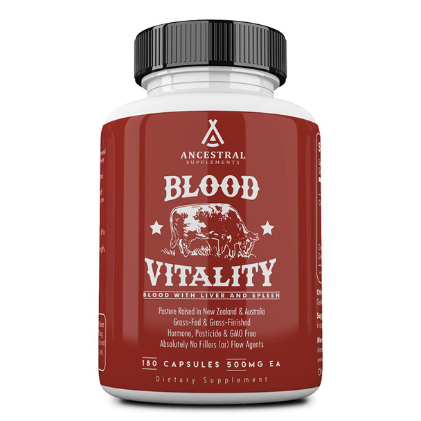 Ancestral Supplements Blood Vitality (w/ Blood, Liver, Spleen)  Supports Life Blood, Bioavailable Heme Iron, Energy and Exercise Performance