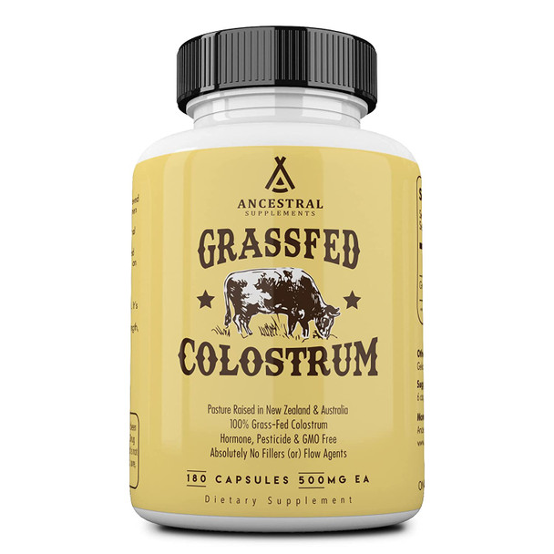 Ancestral Supplements Grass Fed Colostrum  Supports Immune, Gut, Growth and Repair (180 Capsules)