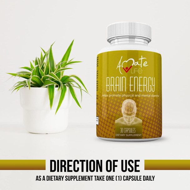 Brain Supplement With Vitamin B12 Enhance Focus, Concentration, Mental Energy No Crash Orjitters B Complex Rodhiola Rosea Caffeine Ginseng Maca For Women & Men 30 Capsules By Amate Life