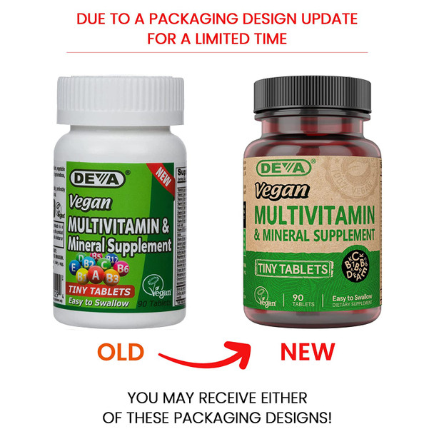 Deva Vegan Multivitamin, Mineral Supplement, Tiny Tablets, 90 Ct (2 Pack)