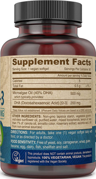 Deva Vegan Omega-3 Dha - 90 Vegan Softgels (Pack of 2)