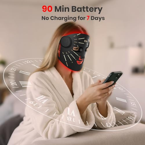 7Ever Red Light Therapy For Face 4 Modes Portable Led Face Mask Red And 850Nm Infrared Light Mask 15-Min Timer '256 Led Beads Rechargeable For At-Home & Travel