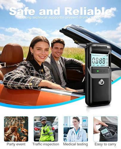 Ageolemk Breathalyzer, 2026 Upgraded Breathalyzers For Alcohol With Lcd Digital Display, Personal Portable Alcohol Breathalyzer Tester For Home And Party Use, 5 Mouthpieces