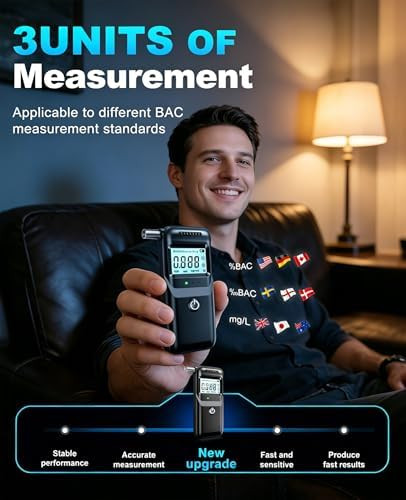 Ageolemk Breathalyzer, 2026 Upgraded Breathalyzers For Alcohol With Lcd Digital Display, Personal Portable Alcohol Breathalyzer Tester For Home And Party Use, 5 Mouthpieces
