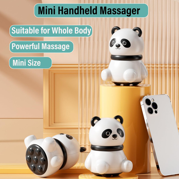 Aypvora Mini Handheld Massager, Small Handheld Massager For Whole Body, Shoulders, Neck, Back, Leg, Pain Relief & Relaxation - Panda s (White)