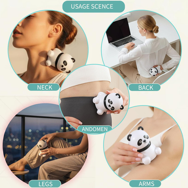Aypvora Mini Handheld Massager, Small Handheld Massager For Whole Body, Shoulders, Neck, Back, Leg, Pain Relief & Relaxation - Panda s (White)
