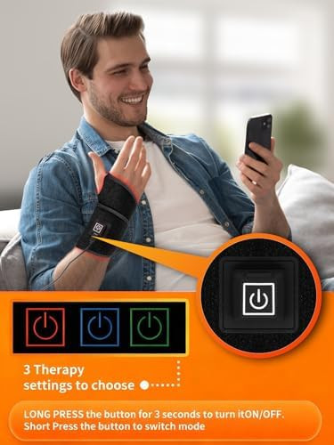 Supersred Red Light Therapy Wrist,Features 48 Led Beads Red Light Therapy Wrap Belt For Body,660Nm And 850Nm Near Infrared Light With 3-Heat Settings,For Neck Knee Ankle Pain Relief,Black