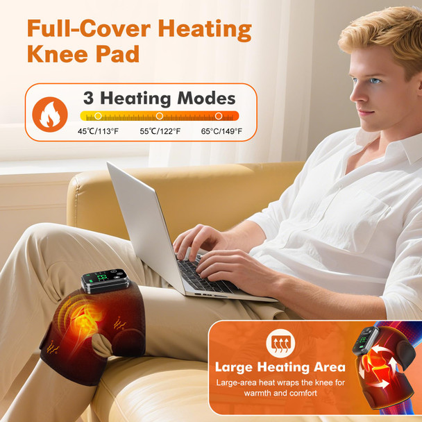 Woloyheatie Knee Massager With Heat, Fsa Eligible Items, Cordless Rechargeable Heating Pad For Knee Shoulder Elbow Pain Relief, Heated Knee Brace For Arthritis With Massage, Hsa Approved Products Only