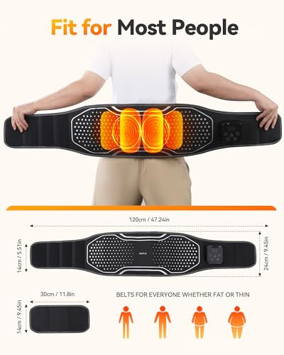 Agptek Cordless Heating Pad With Massager For Lower Back Pain Relief, Heated Waist Belt Wrap, Back Brace Lumbar Support With Heat Vibration 3 Levels Adjustable, Touchscreen, s For Dad, Mom