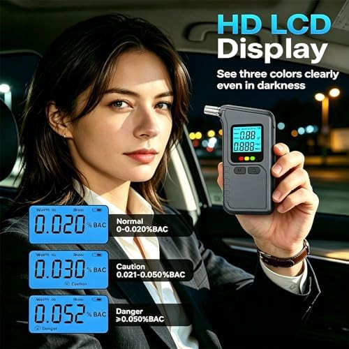 Zbhb Breathalyzer, Upgraded Model With Lcd Digital Display, High Accuracy, With The Ability To View Historical Data, High-Precision Personal Breathalyzer Designed For Parties, Comes With 20 Mouthpieces
