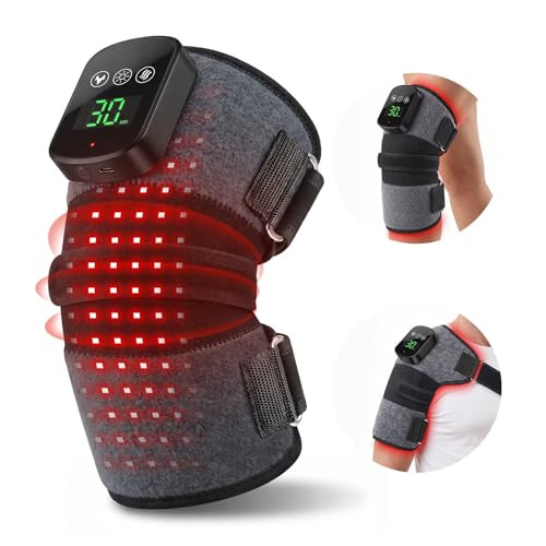 Soqiplm Red Light Therapy Knee Massager With Heat & Vibration, 660Nm & 850Nm Infrared Light Therapy For Knee, 5000Mah Rechargeable Cordless Heated Knee Brace For Shoulder, Elbow, Leg