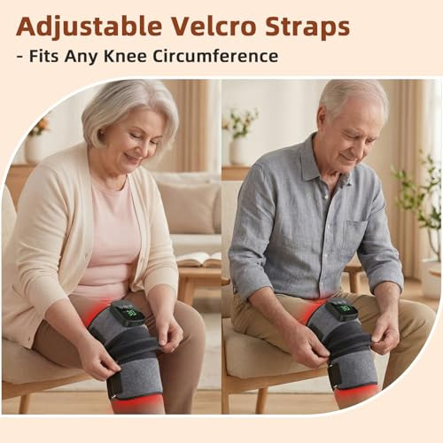 Soqiplm Red Light Therapy Knee Massager With Heat & Vibration, 660Nm & 850Nm Infrared Light Therapy For Knee, 5000Mah Rechargeable Cordless Heated Knee Brace For Shoulder, Elbow, Leg