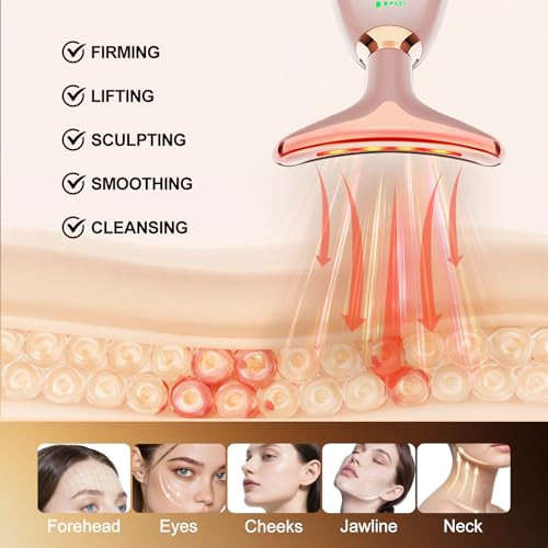 Blumskin Facial Massager, 7 Color Face And Neck Massager For Skin Care, Portable Beauty Skin Care Tools, Pink