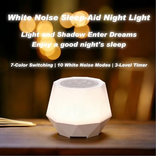 Briteflow Colorful Noise Sound Machine With 7-Color, 3 Dynamic Mode Night Lights, 10 Soothing Sounds And Sleep White Noise Machine, 3 Timers, Adjustable Volume And Brightness, Suitable For Adults, Children