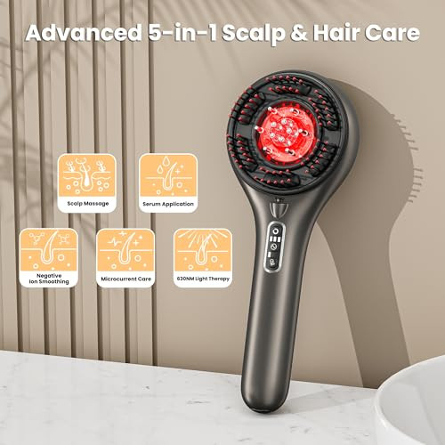 Vod Visual 5-In-1 Scalp Massager Hair Brush Oil Applicator 'Electric Hair Brushes For Hair Growth Hair Oil Dispenser Scalp Massager Ipx7 Waterproof Portable For Men & Women Home & Travel