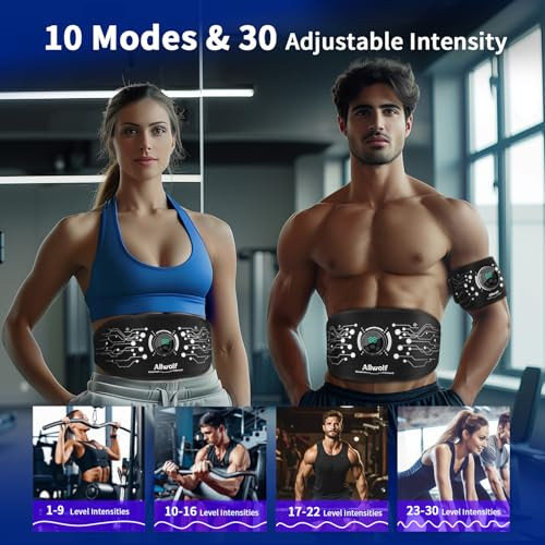 Allwolf Ab Stimulator Muscle Toner 'Abs Muscle Stimulator Abdominal Toning Fitness Belt For Men And Women Black