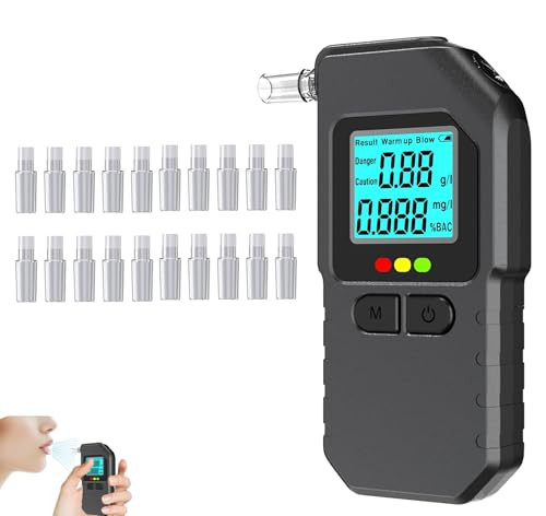 Zbhb Breath Alcohol Tester Breathalyzers For Alcohol Portable Breathalyzer Digital Breathalyzer With Lcd Screen Includes 20 Mouthpieces ' Ideal For Home Use Parties Travel And In-Car Use