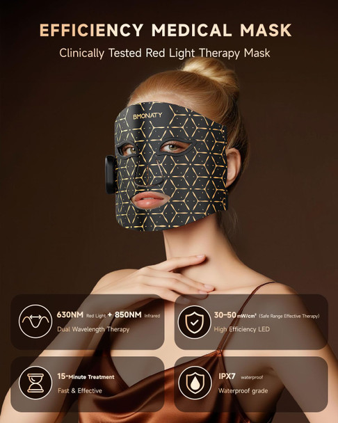 Bmonaty Red Light Therapy Mask For Face, 4 Modes Wireless Remote Led Face Mask Light Therapy, 850Nm Near-Infrared & Red Light, 272 Leds, Anti-Aging Skin Rejuvenation Device For Home Or Travel For Women
