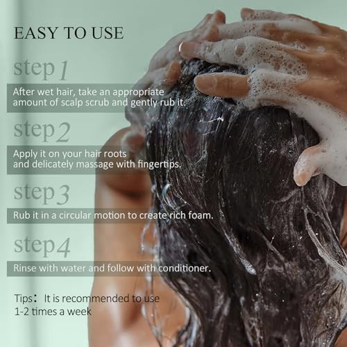 Voeruy Scalp Scrub, Rosemary Scalp Exfoliator Scrub Shampoo, 2-In-1 Scalp Treatment With Mint Oil, Hair Treatment To Clarify And Remove Build Up With Silicone Scalp Massager, /300G 10.6Oz