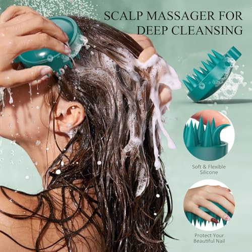 Voeruy Scalp Scrub, Rosemary Scalp Exfoliator Scrub Shampoo, 2-In-1 Scalp Treatment With Mint Oil, Hair Treatment To Clarify And Remove Build Up With Silicone Scalp Massager, /300G 10.6Oz