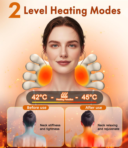 Upalled Wireless Neck Massager With Heat, Rechargeable Shiatsu Neck And Shoulder Massager For Pain Relief Deep Tissue, 4D Kneading Portable Back Massage With Simulated Human Hand Fingers For Muscle Relax