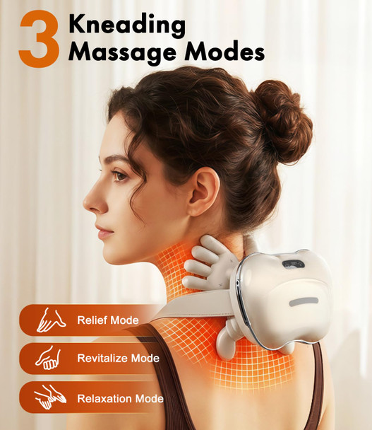 Upalled Wireless Neck Massager With Heat, Rechargeable Shiatsu Neck And Shoulder Massager For Pain Relief Deep Tissue, 4D Kneading Portable Back Massage With Simulated Human Hand Fingers For Muscle Relax