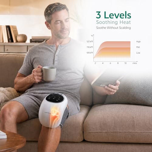 Comforlay Knee Massager For Relief 2026 Updated Edition 'Cordless Heated Knee Massager With Heating 'Vibration Modes Infrared Waves Led Screen & Adjustable Straps Ideal For Men Women