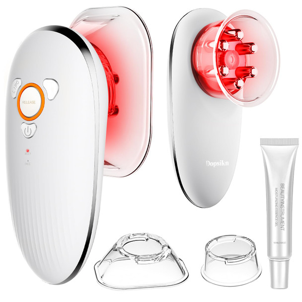 Dopsikn Body Sculpting Machine With Red Light Therapy For Face & Body, Cupping Therapy, Electric Cellulite Massage Tool With 2 Cups, For Women, White