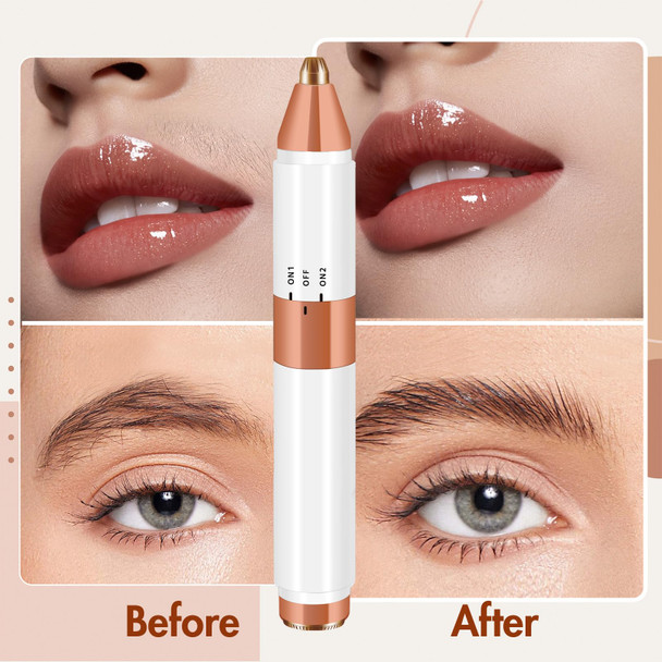 Acavado 2-In-1 Dual Head Eyebrow Trimmer & Flawless Facial Hair Removal For Women, Painless & Gentle Facial Hair Remover For Brows, Chin, Upper Lip, Cheeks, Type-C Charging For Women