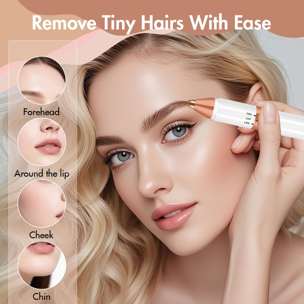 Acavado 2-In-1 Dual Head Eyebrow Trimmer & Flawless Facial Hair Removal For Women, Painless & Gentle Facial Hair Remover For Brows, Chin, Upper Lip, Cheeks, Type-C Charging For Women